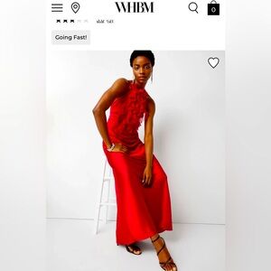 NEW $180 WHBM Elegant Red Halter maxi satin Dress size 12